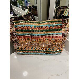 America and Beyond Large Beaded Tote Embroidered Eclectic Exotic Boho